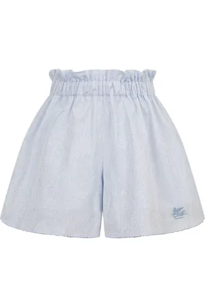 Etro Short a caramella azzurro ricamo pegaso