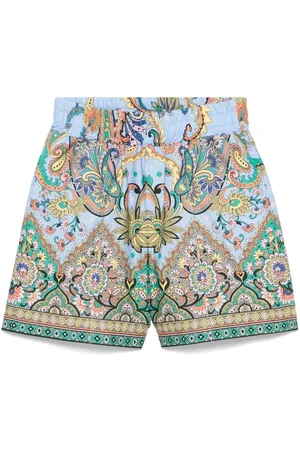 Etro Short celeste con fantasia paisley