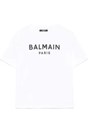 Balmain T-shirt bianca logo lettering centrale
