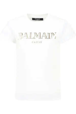 Balmain T-shirt bianca big logo laminato