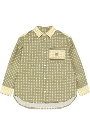 Etro Camicia verde con orli a contrasto e fantasia