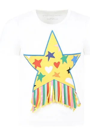 Stella McCartney T-shirt avorio con stella ricamata