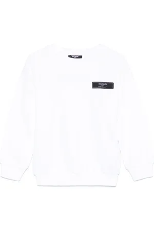 Balmain Felpa bianca patch petto logata