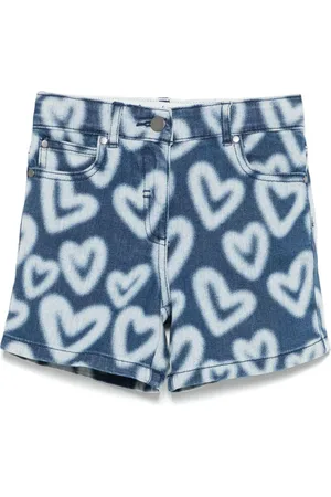 Stella McCartney Short denim con cuori spray