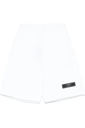 Balmain Bermuda bianco patch logo frontale