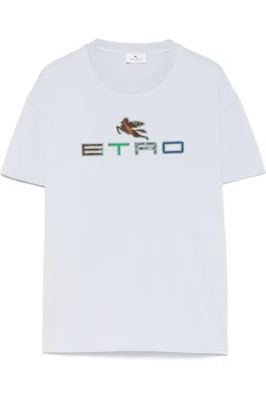 Etro T-shirt bianca ricamo logo lettering