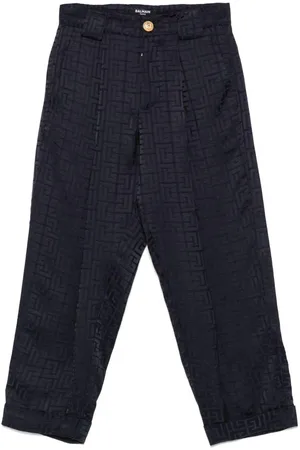 Balmain Pantalone blu notte logo monogram all-over