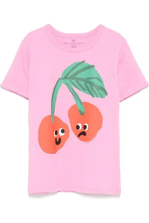 Stella McCartney T-shirt fucsia stampa ciliegia