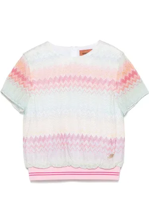 Missoni T-shirt verde acqua multicolor fantasia chevron