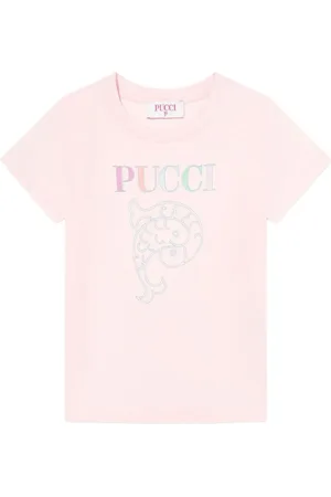 Emilio Pucci T-shirt rosa chiaro con logo frontale