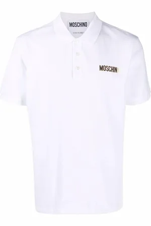 Moschino Polo bianca logo oro petto