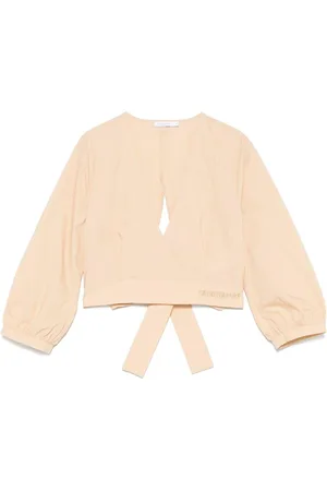 Patrizia Pepe Blusa beige con fiocco logato