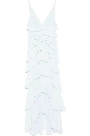 Elisabetta Franchi Abito celeste Red Carpet con balze e cristalli