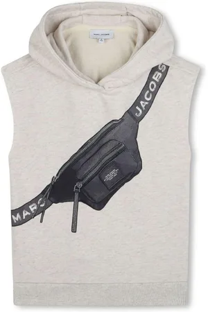 Marc Jacobs Felpa giro maniche beige con stampa marsupio