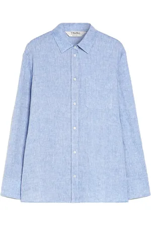 Max Mara Camicia Elise regular fit in lino denim chiaro