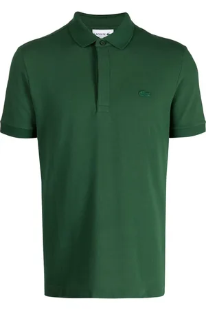 Lacoste Polo verde logo ricamo tono su tono