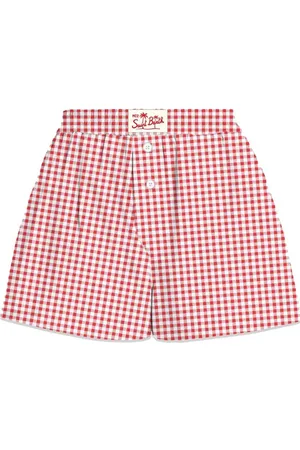 MC2 SAINT BARTH Short boxy fantasia a quadretti rosso