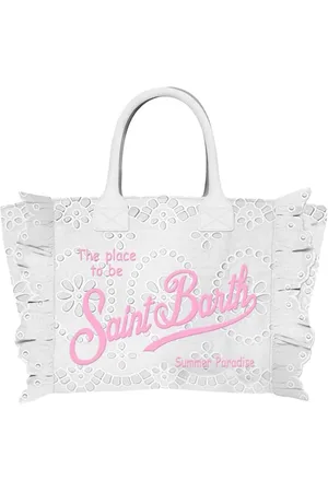 MC2 SAINT BARTH Borsa Colette Volant bianca in pizzo san gallo