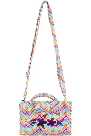 F**K Borsa fantasia chevron multicolor e logo laminato
