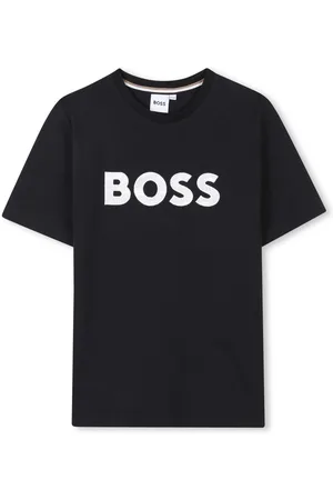 HUGO BOSS T-shirt nera logo contrasto