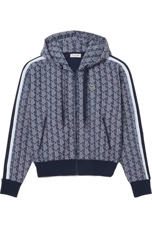 Lacoste Felpa blu logo monogram all-over