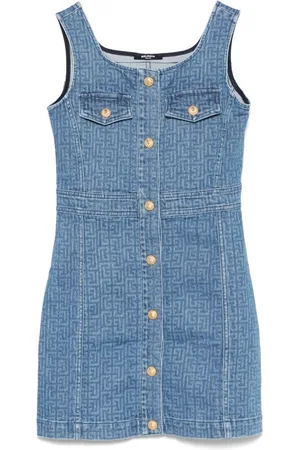 Balmain Abito in denim logo monogram all-over