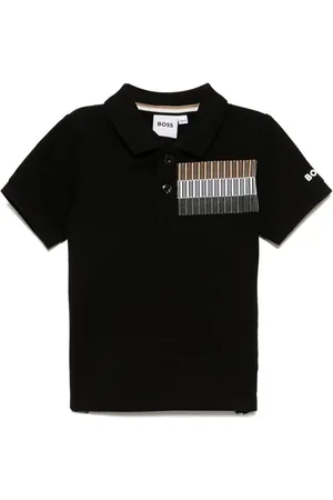 HUGO BOSS Polo nera neonato con logo petto