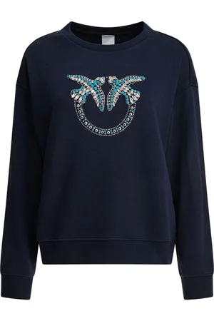 Pinko Felpa blu Love Birds con strass