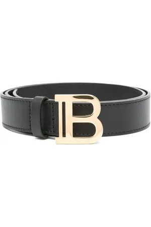 Balmain Cintura nera in pelle fibbai oro