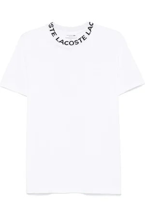 Lacoste T-shirt bianca collo logato