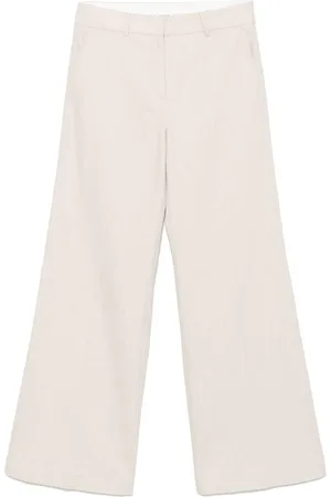 Michael Kors Pantaloni a gamba ampia in twill di cotone e lino sabbia