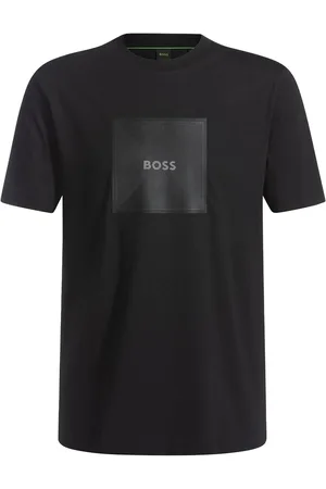 HUGO BOSS T-shirt Tunsil nera stampa logo quadrata