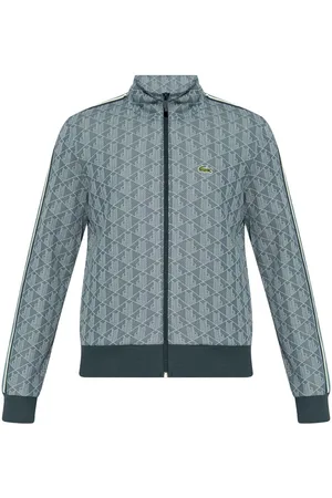 Lacoste Felpa azzurra zip logo monogram all-over