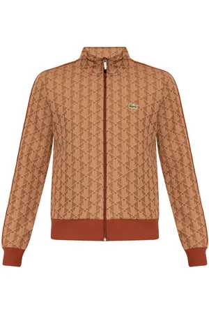 Lacoste Felpa coccio zip logo monogram all-over