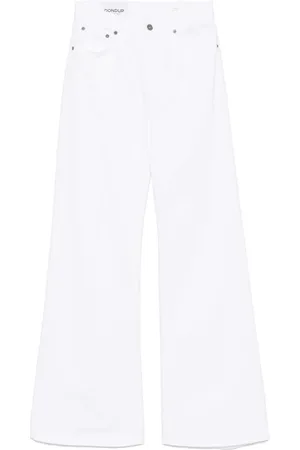 Dondup Pantalone amber bianco con ricami floreali