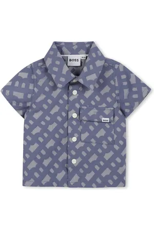 HUGO BOSS Completo camicia/bermuda con fantasia blu (2pz)