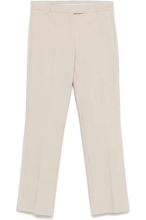 Max Mara Pantalone Fatina slim in cotone e viscosa stretch ecru