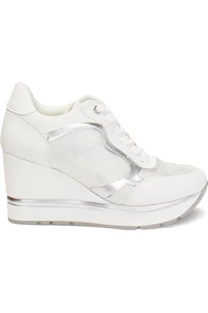 PrimaDonna Sneakers donna bianche in tessuto, platform 8,5 cm