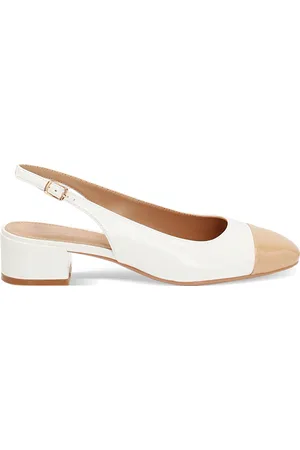 PrimaDonna Décolleté slingback donna bianche-camel basse in vernice, tacco 4 cm