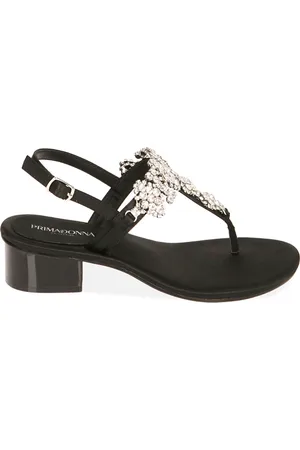 PrimaDonna Sandali infradito neri in raso, tacco 3,5 cm