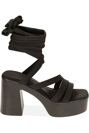 PrimaDonna Sandali platform neri in tessuto, tacco 10 cm