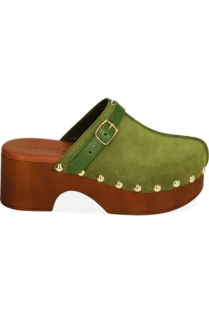 PrimaDonna Clogs verde salvia in camoscio, tacco 6 cm