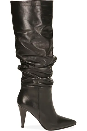 PrimaDonna Stivali goffrati neri in pelle, tacco 10 cm