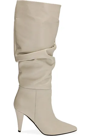 PrimaDonna Stivali goffrati panna in pelle, tacco 10 cm