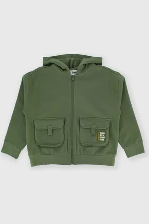 Primigi Felpa aperta con cappuccio da bambino, verde
