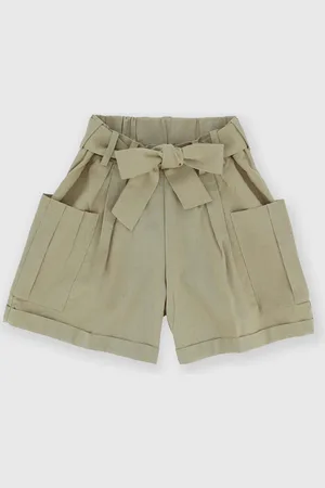 Primigi Shorts in cotone-lino da bambina, verde