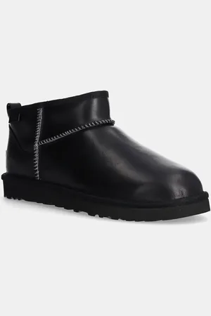 UGG Stivali da neve in pelle Classic Ultra Mini Lthr Regen colore 1158191-BLK