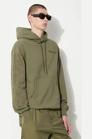 Maharishi Felpa in cotone Dragon Bamboo Hooded Sweat uomo colore con cappuccio con applicazione 5075.OLIVE