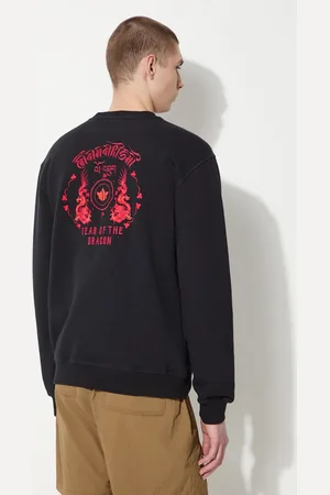 Maharishi Felpa in cotone Dragon Anniversary Crew Sweat uomo colore con applicazione 1267.BLACK