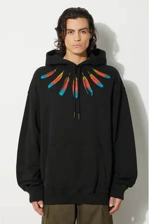 MARCELO BURLON Felpa in cotone Collar Feathers Comfy Hoodie uomo colore con cappuccio CMBB106F24FLE0031084